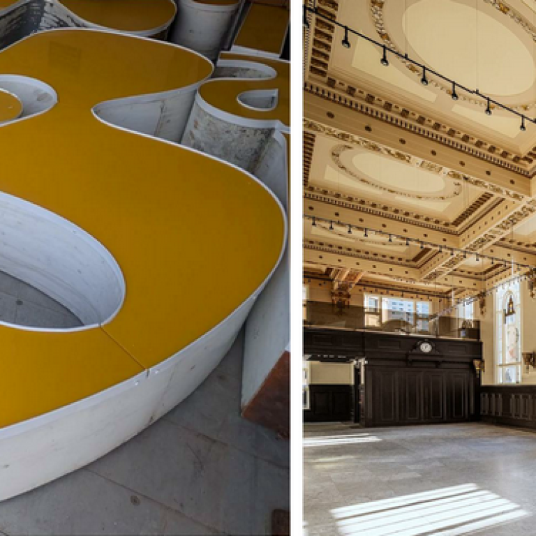 Enseignes La Baie + int&eacute;rieur de la Banque d&rsquo;&eacute;pargne